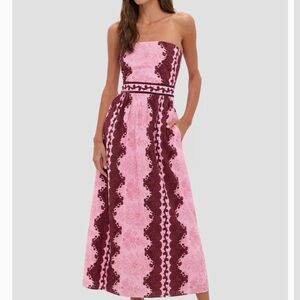 Tuckernuck Strapless Pink and Burgundy Dress